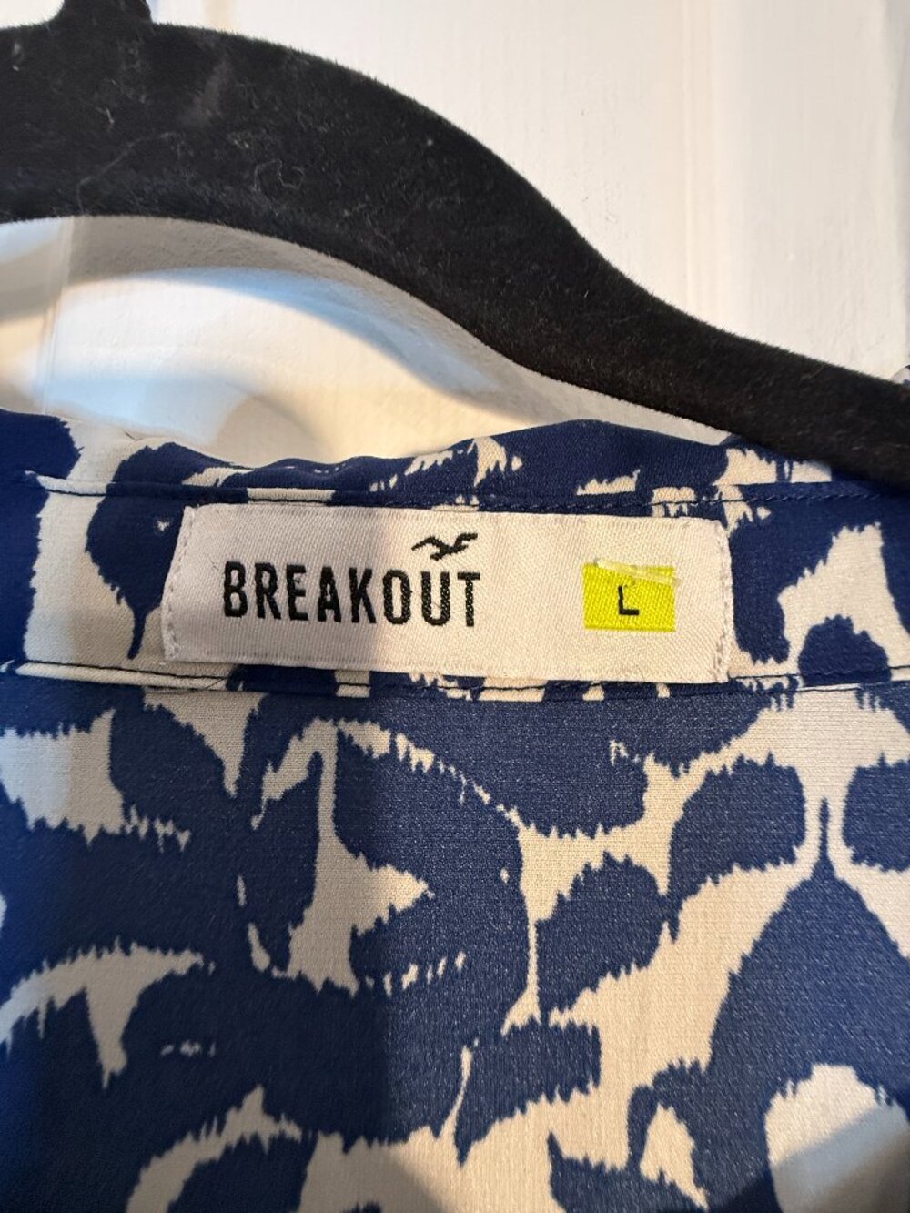Breakout Blue & White Damask Print Midi Shirt Dress Size Large - Picture 4 of 6